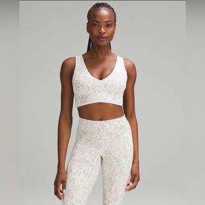 Lululemon Align V-Neck Bra C/D Size 12 Cream Gray Animal Print NWT